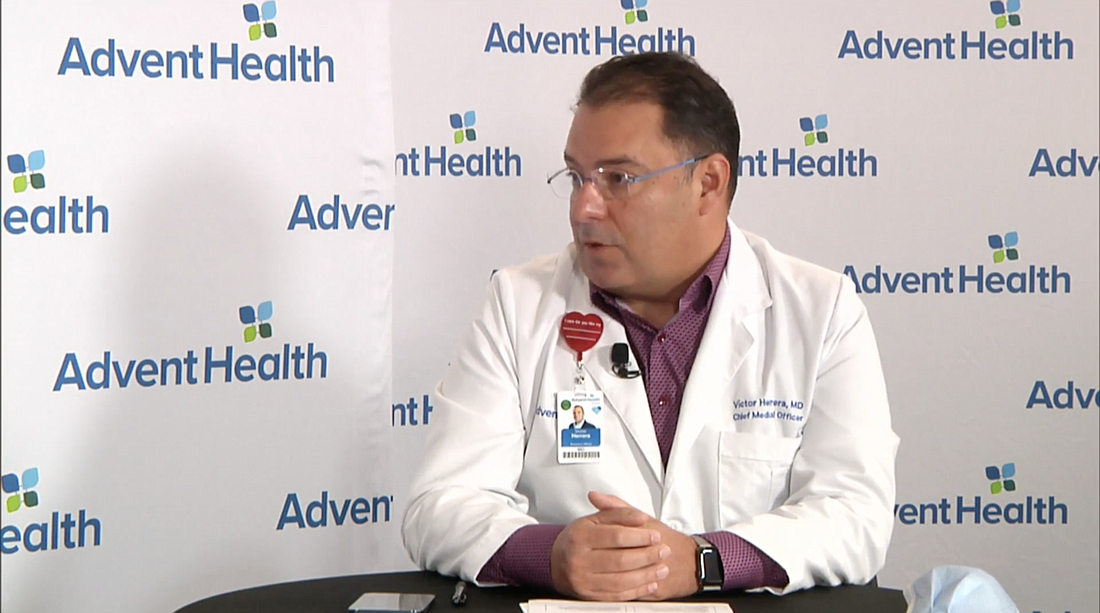 Dr. Victor Herrera, chief medical officer at AdventHealth Orlando. Screenshot courtesy of AdventHealth's Dec. 21 news briefing