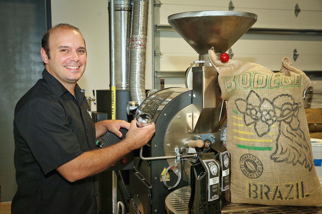 Brian Abernathy purchased his first roaster for Bonita Springs-based Grumpy Goat Coffee in 2016. (Photo by Stefania Pifferi)