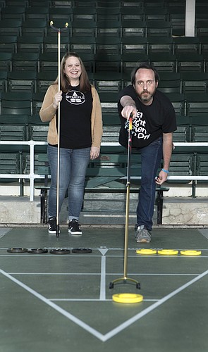 Mark Wemple. Stephanie Swain and Josh Dulabaum are the new owners of Allen Shuffleboard in Seminole.