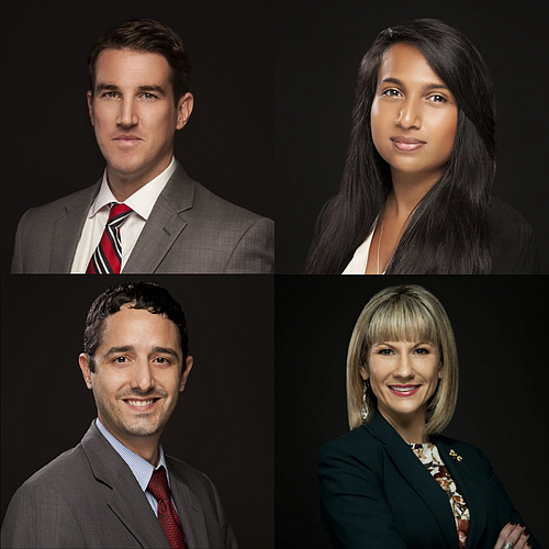 Courtesy. Pictured in the top row, from left, are Andrew Conaboy and Natasha Selvaraj. In the bottom row, from left, are Daniel Guarnieri and Rachel Drude-Tomori.