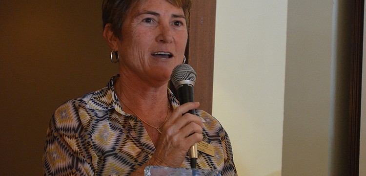 Cheryl Gaddie thanks the Siesta Key Chamber of Commerce for choosing her as 2012 Business Person of the Year. She said â€œit takes a whole village to be a village.â€