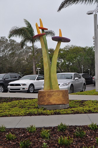 The sculpture is located near CVS.