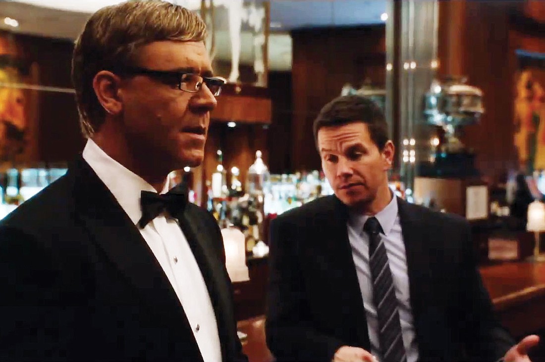 Russell Crowe and Mark Whalberg in "Broken City." Courtesy.