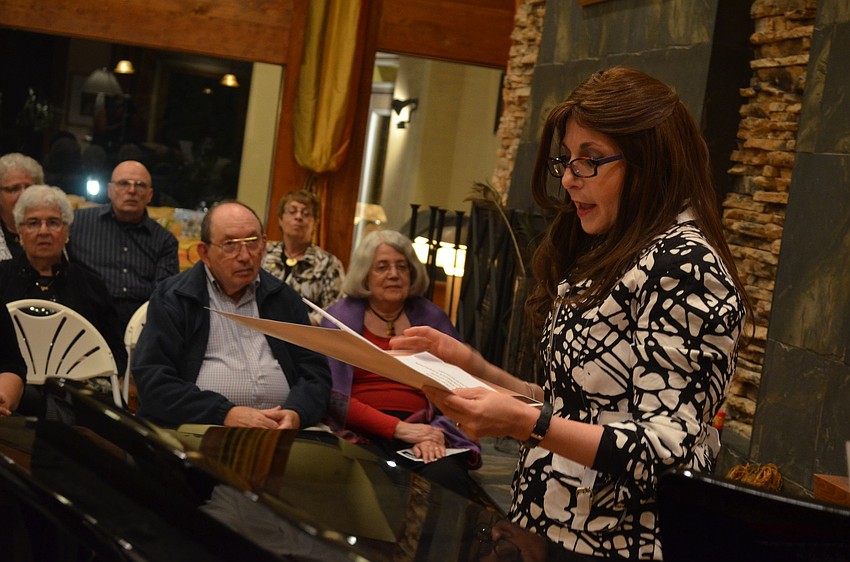 Kaplan Pre School Director Sara Steinmetz thanks everyone for supporting the Kaplan Pre School.