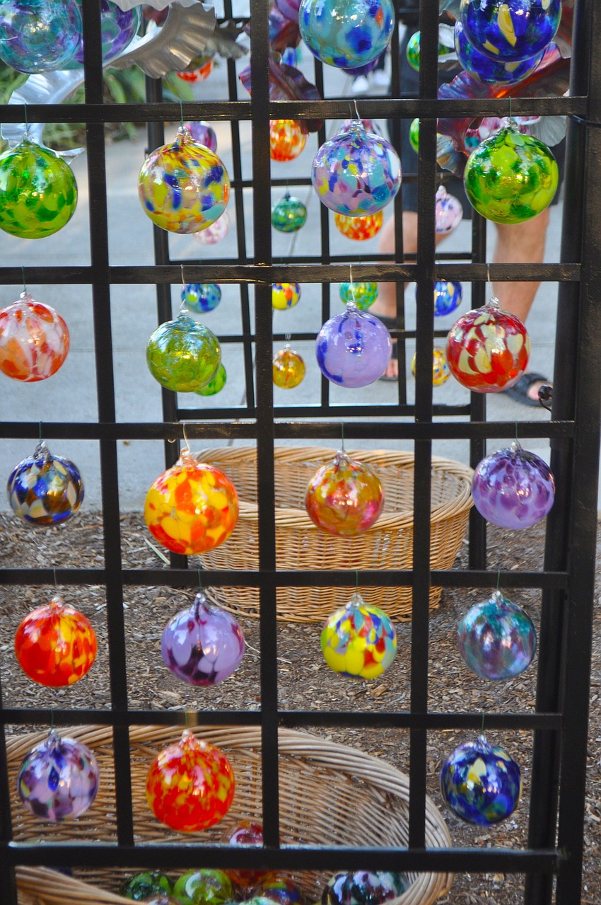 Glass spheres were among the many products at the festival