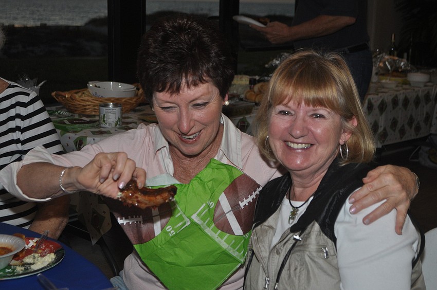 Betty Lou Miccio and Nancy Massa at the Seaplace Super Bowl party