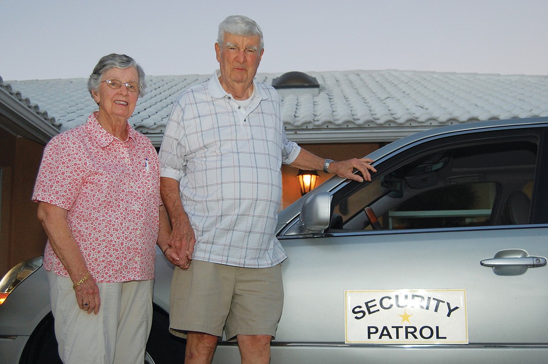 Dolores and Frank Infanger have been members of the Siesta Isles Security Patrol for more than 25 years. Photos by Alex Mahadevan.