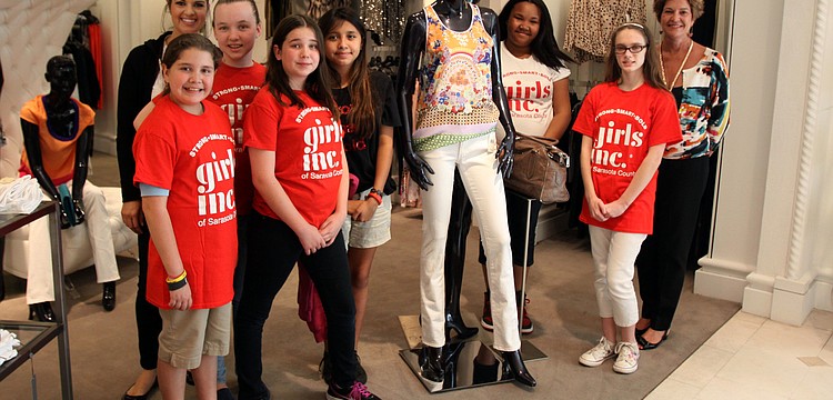 Natalia McNabb, Ms. Megan Wintersteen, Mikayla Klauber, Payton Saturen, Erika Sanchez, Zandy Sanders, Krista Paulson and volunteer Claudia Cardillo all took part in the Girls Inc Saks Fifth Avenue tour.