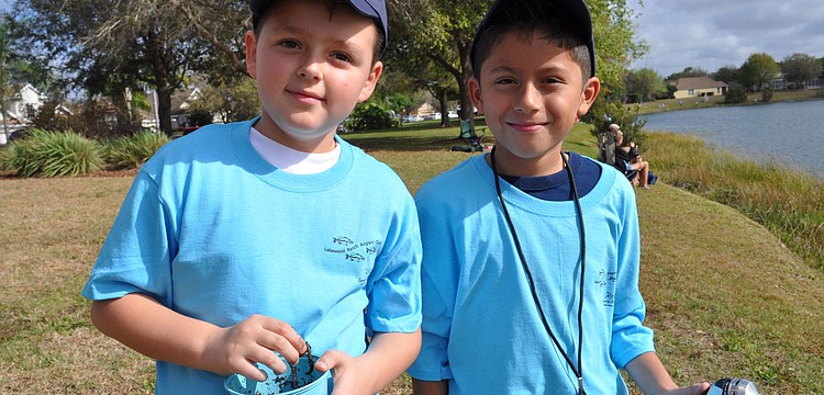 Andrew Dulka, 9, fished with his cousin, Sebastian Barrera, 8.