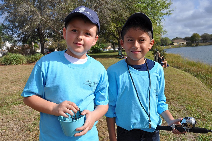 Andrew Dulka, 9, fished with his cousin, Sebastian Barrera, 8.