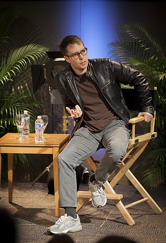 Actor Sam Rockwell answers audience members' questions. Courtesy Jackon Petty, Photography and Digital Imaging, class of 2015.