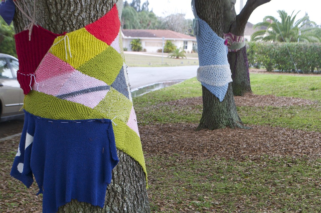See the yarn-bombing located at 5100 Sun Circle Drive.