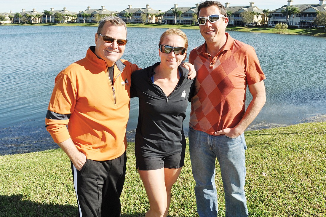 Tommy Klauber, Amy Whittington and George Kruse of Atlas Endurance, the new Lakewood Ranch multisport club that will hold its membership drive March 6
