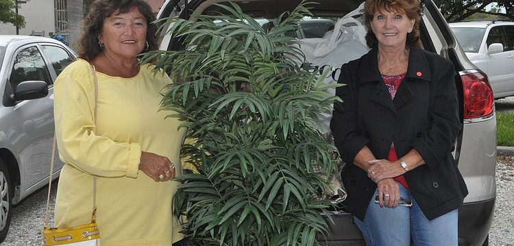 Debbie Causey and Margey Hinderliter bought a palm tree, bird house and golf clubs among a â€œcarload of itemsâ€