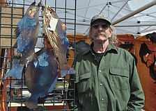 Artist Curtis Kroesche makes fish and seabirds from 16-gauge steel.