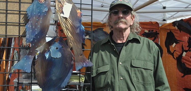 Artist Curtis Kroesche makes fish and seabirds from 16-gauge steel.