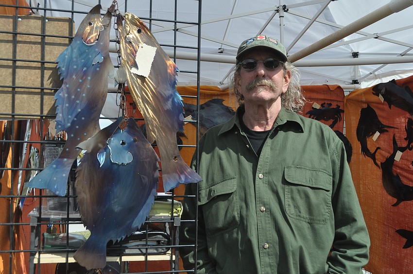 Artist Curtis Kroesche makes fish and seabirds from 16-gauge steel.