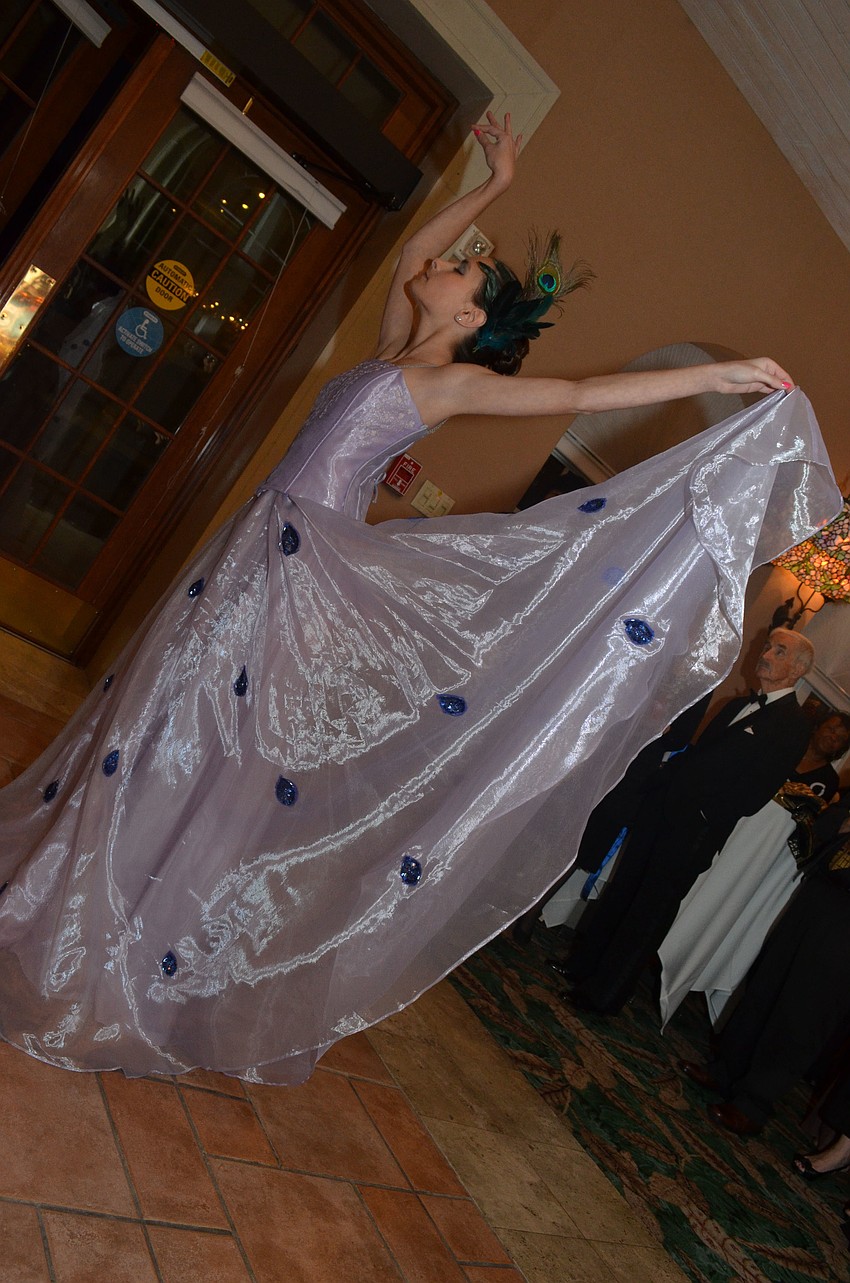 Fourteen-year-old student at the Sarasota School of Arts and Science Taylor Destasio performs the peacock dance.