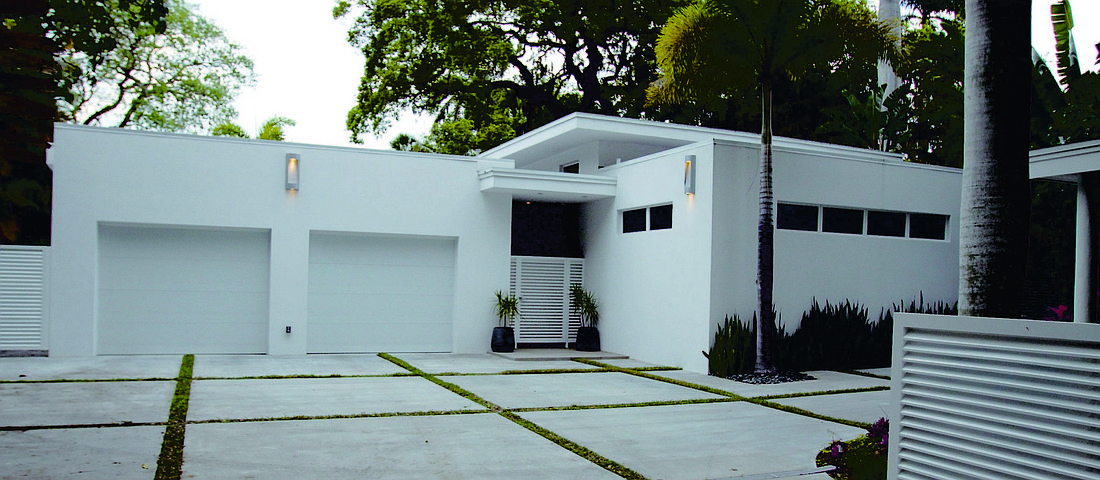 The front of the Burns' home in Indian Beach still has some of its original 1954 modern flair.