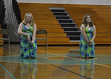 Sixth-graders Ashley Cole and Karagan Murfin used chairs as props in their routine.