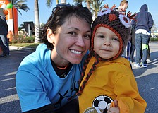 Emilie Pinho walked with her son, Matthew.