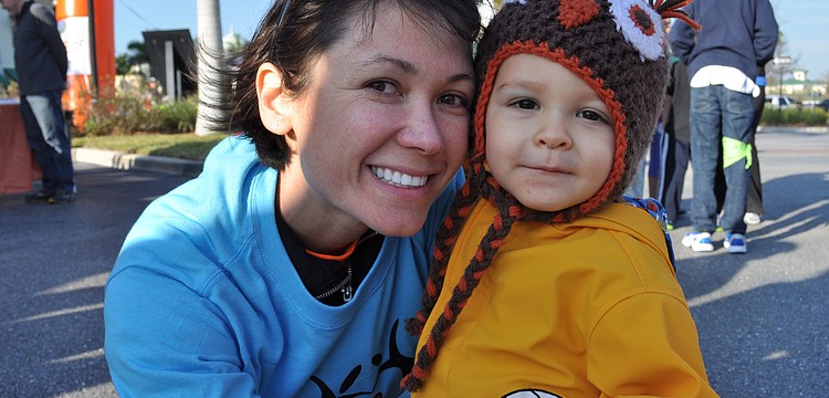Emilie Pinho walked with her son, Matthew.