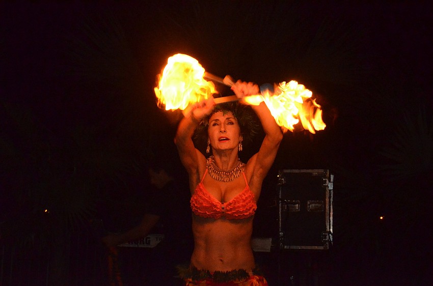 Fire dancers entertained the residents.