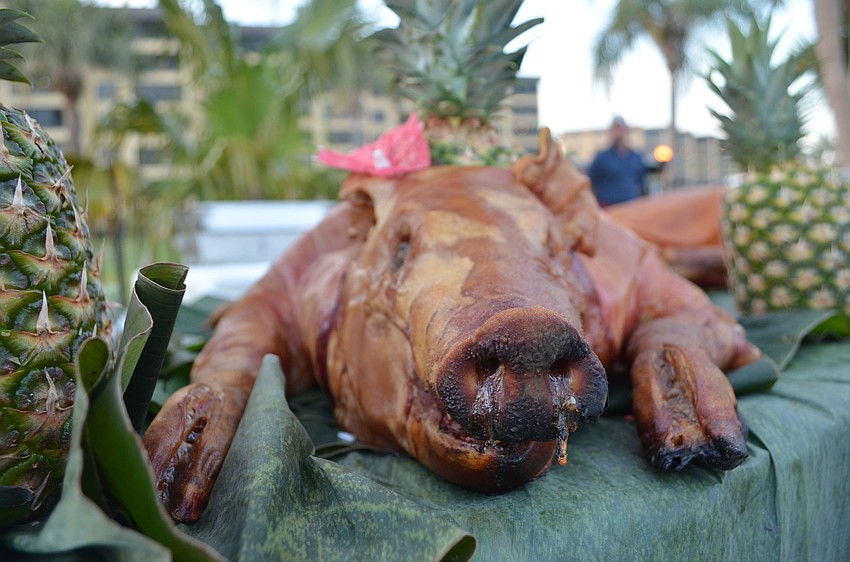 Captain Curts provided the roast pig.