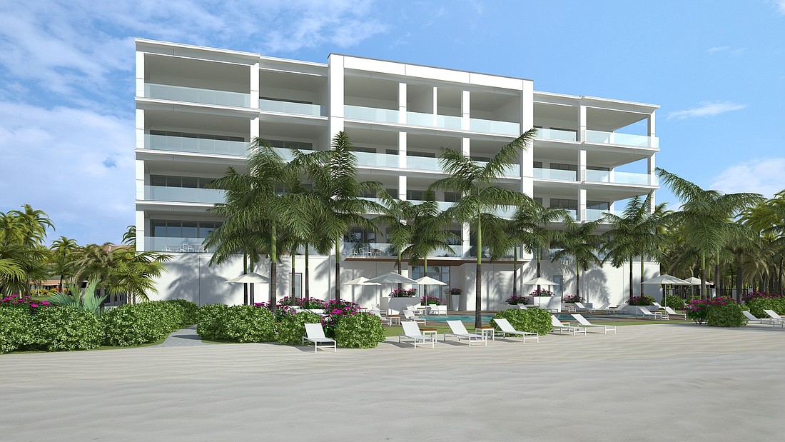 The Infinity condominium will be located on Longboat KeyÃ¢â‚¬â„¢s Gulf-side beach. Courtesy Rendering
