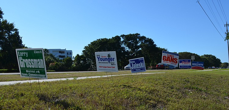 One spot in the middle of the Key had signs placed for all six candidates this past week.