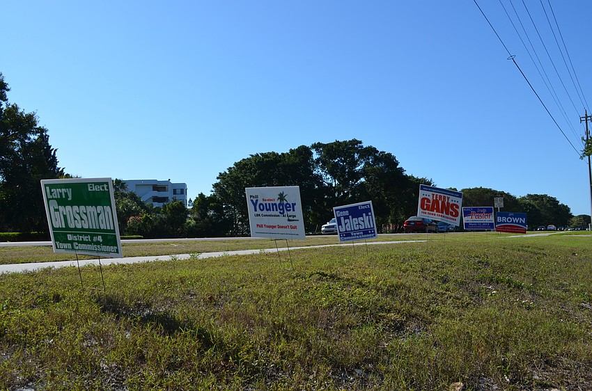 One spot in the middle of the Key had signs placed for all six candidates this past week.