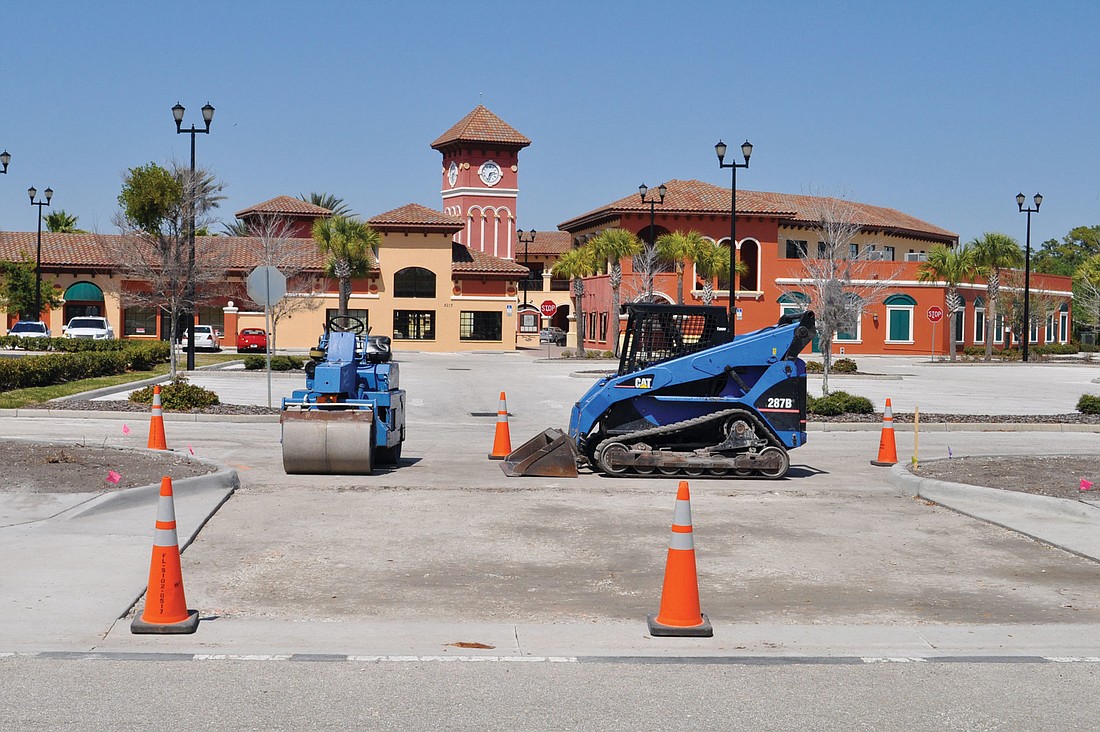 Bill Mariotti Site Development began work on a new entrance to San Marco Plaza around Feb. 25. Work is expected to be finished within a week.