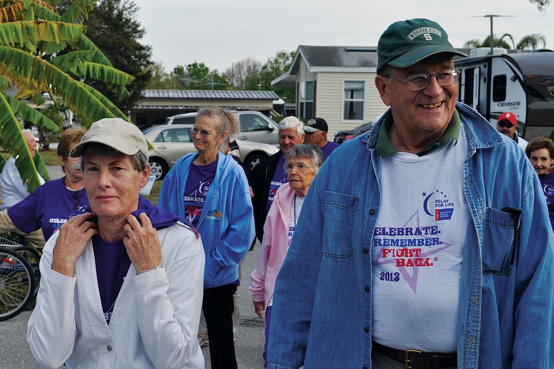 Lois and Jack Snow began their Relay for Life walk March 12, at Horseshoe Cove.