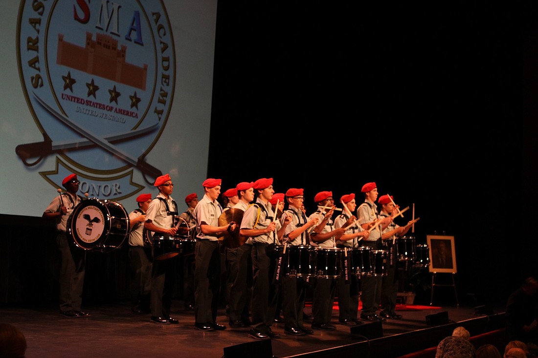 The SMA drumline performs during the Town Hall Lecture Series on Feb. 6. Photo by Rachel S. O'Hara