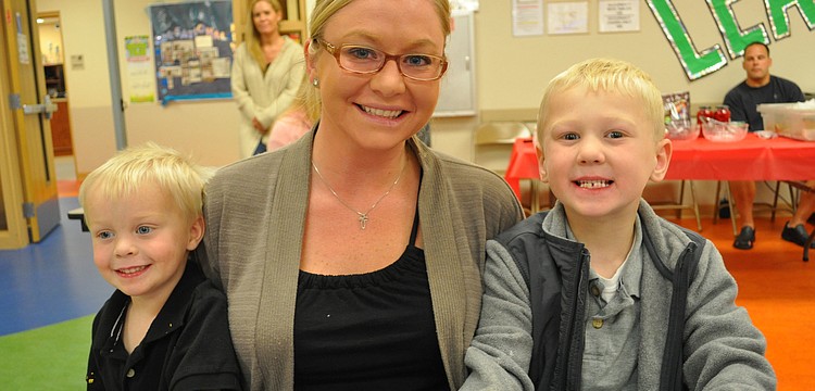 Bryce Gill joined his mom, Ashley, and brother, Clayton, 6, for his first game of bingo.