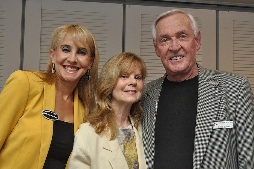 Sarasota Yacht Club bowlers, Sirlene and Jerry Bonney with Debbie Duncan