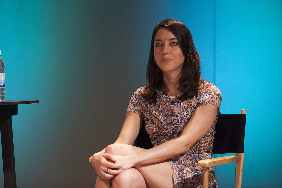 Actress Aubrey Plaza fields questions from students. Courtesy Jackon Petty, Photography and Digital Imaging, class of 2015.