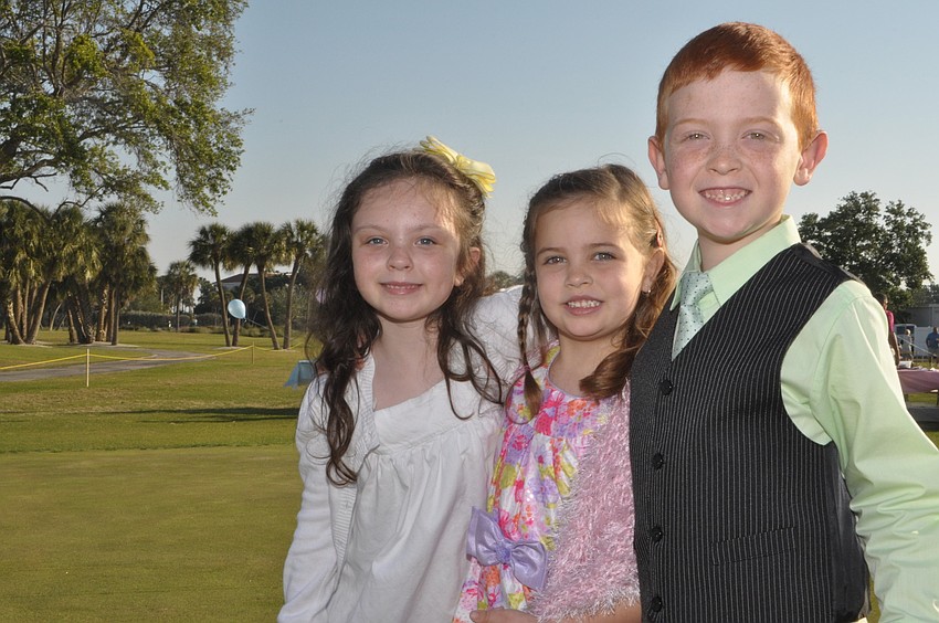 Kayleigh Pritchett, 6, with Mollie, 5, and Trey Raymond, 7