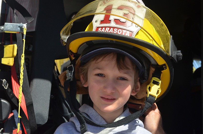 Christian Deschambault visited the fire truck.