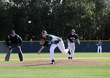 Lakewood Ranch sophomore Colton Chupp pitched a complete game, allowing three hits in the Mustangs 4-2 victory over North Port March 25.