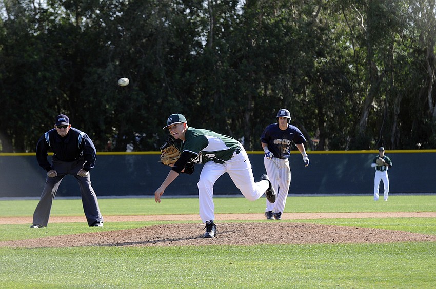 Lakewood Ranch sophomore Colton Chupp pitched a complete game, allowing three hits in the Mustangs 4-2 victory over North Port March 25.