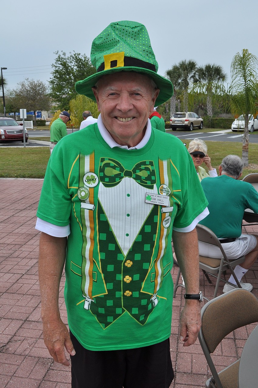 Tom Hall went for the leprechaun look at Sundayâ€™s party at Our Lady of Mount Caramel Parish.