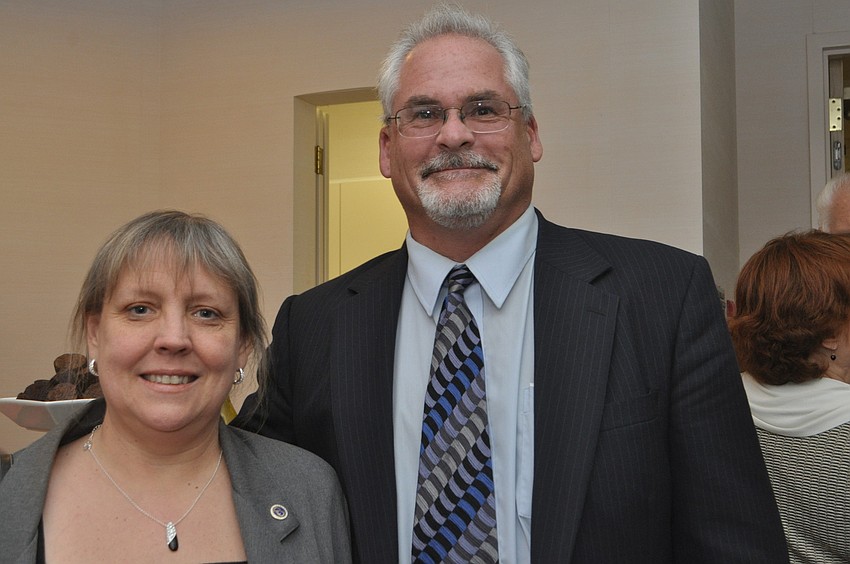 Sandi Henley of the town finance department with Jimmy Seaton, Longboat Key Chamber of Commerce Chairman of the Board