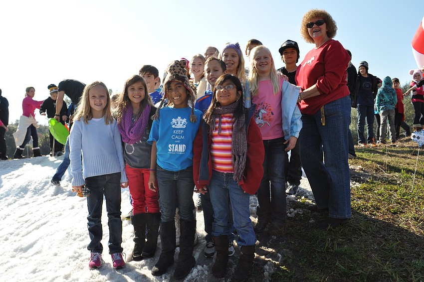 Cindy Kinman's third-grade class made sure to get a group photo taken.