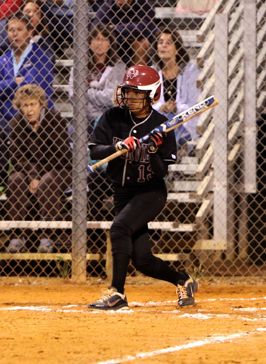 Riverviewâ€™s Alissa Jackson, No. 6, prepares to bunt.