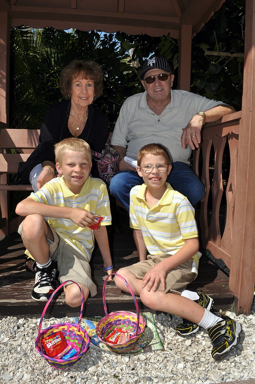 Mary Jane and Pat Petruzzi with their grandsons Ryan, 10, and Mark, 11, Reichenbach at Jungle Gardensâ€™ 12th annual Jungle Trails and Bunny Tails.