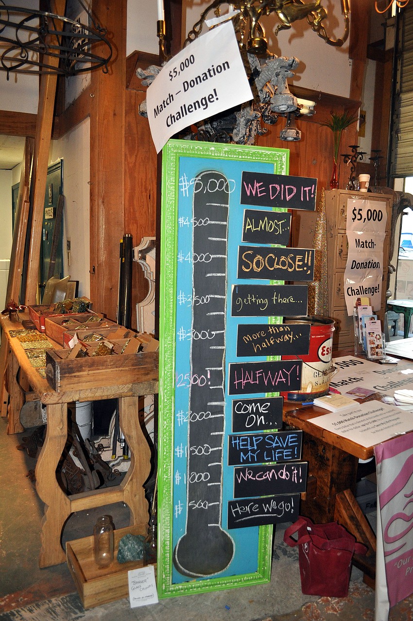 The Healthy Start Coalition had a chalkboard decorated with fundraising goal chart that they hoped to fill up by the end of the night. The goal was $5,000.