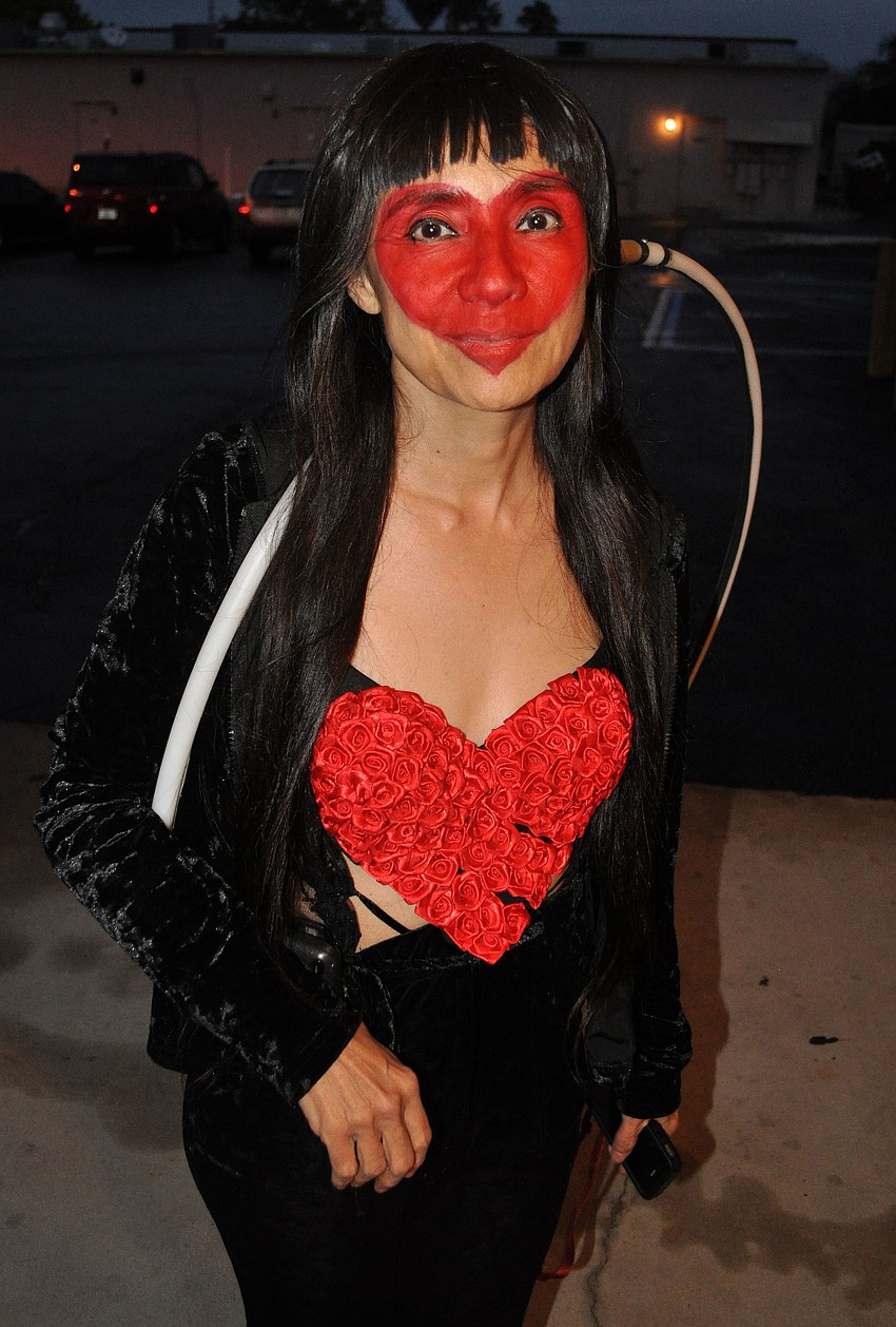 Marguerite Barnett showed up with a heart painted on her face and a flowery, red heart on her chest.
