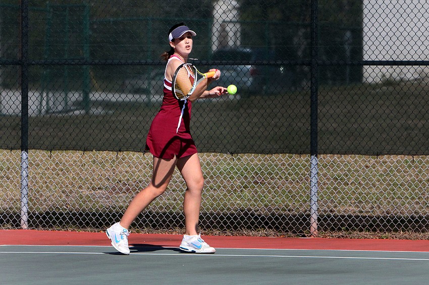 Riverviewâ€™s Emma Traynor hits a forehand shot.