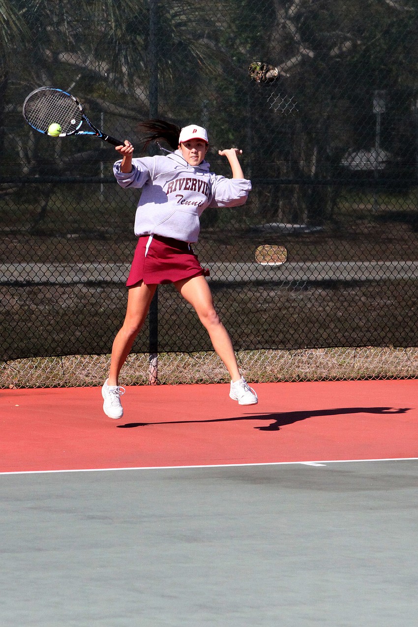 Riverviewâ€™s Willow Weintraub hits the ball during her match.